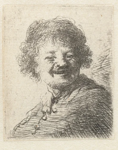 Self-portrait in a cap: laughing by anonymous, print, 1630