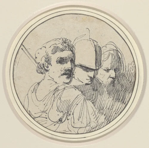 Three Oriental Heads by John Hamilton Mortimer, drawing, 1770-1775