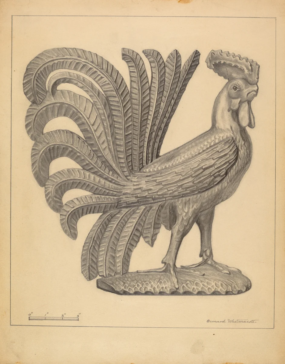 Figurine: Cock by Bernard Westmacott, index of american design, 1937