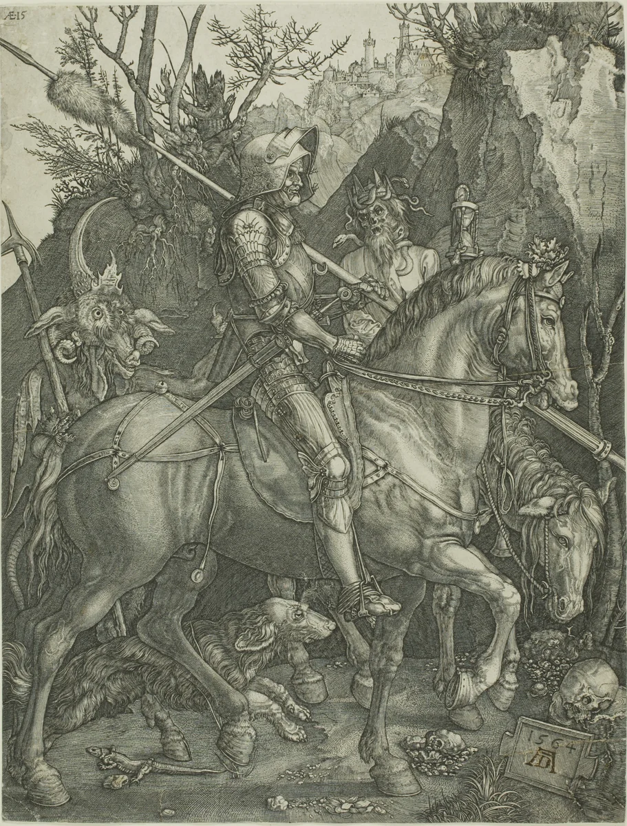 Knight, Death, and Devil by Jan Wierix, print, 1564