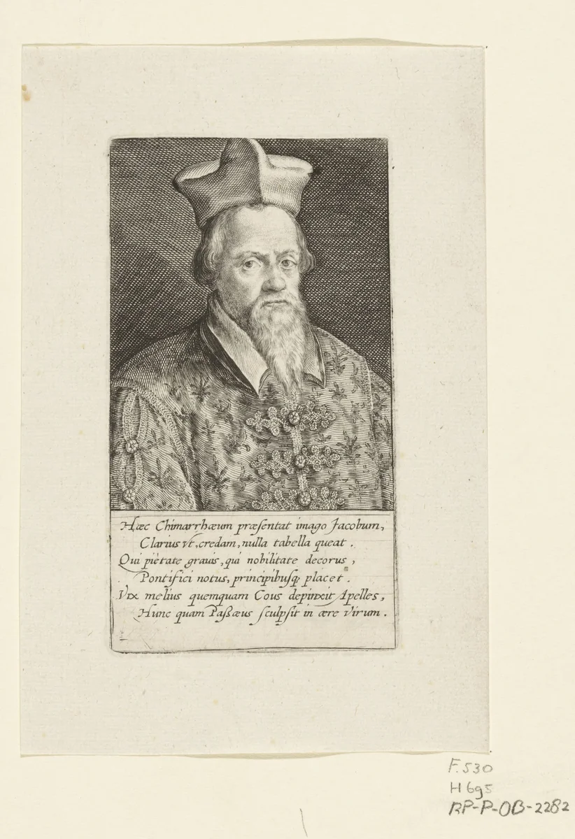 Portret van Jacob Chimarrhaeus by Unknown, print, 1574-1637