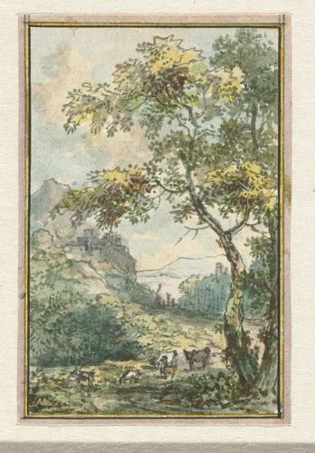 Landschap met vee by Jurriaan Andriessen, drawing, 1752-1819
