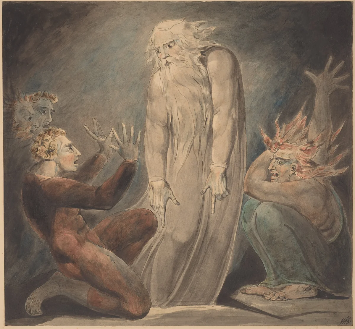 The Ghost of Samuel Appearing to Saul by William Blake, drawing, 1800