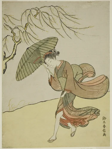 A Windy Day by Suzuki Harunobu (鈴木春信), print, 1762-1770