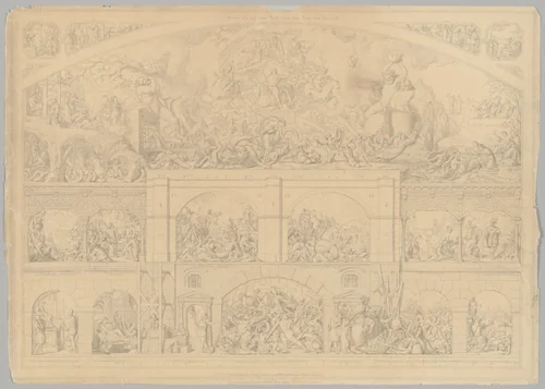 Preparatory Drawing for a Print Series on the History of Germany (Die Geschichte des deutschen Volkes in fünfzehn Bildern) by Carl Heinrich Hermann, drawing, 1851-1853