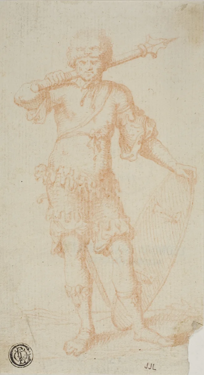 Standing Warrior by Salvator Rosa, drawing, 1635-1699