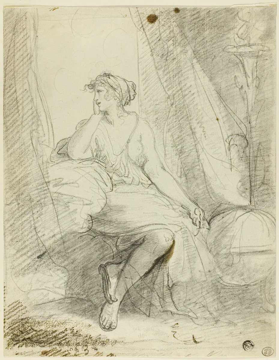 Seated Woman by John Hoppner, drawing, 1778-1810