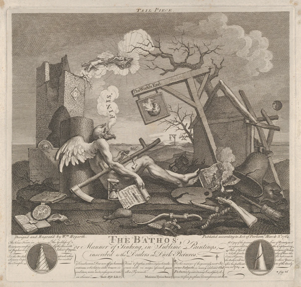 Tailpiece, or The Bathos by William Hogarth, print, 1764
