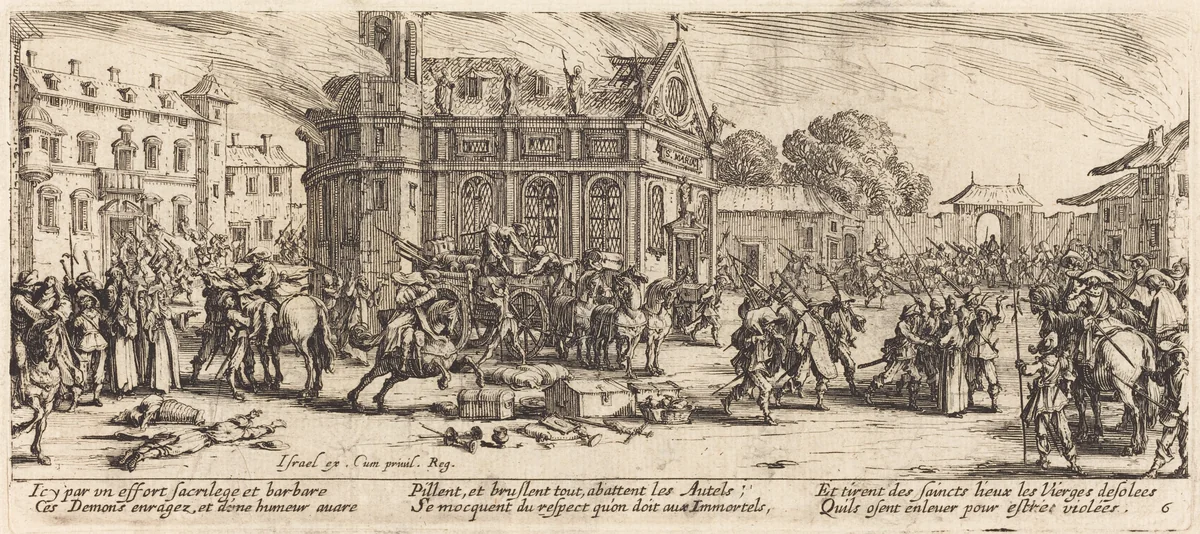 Destruction of a Convent by Jacques Callot, print, 1633