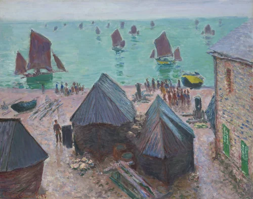 The Departure of the Boats, Étretat by Claude Monet, painting, 1885