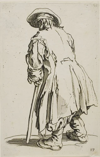 The Old Beggar Leaning on his Crutch, plate seventeen from The Beggars by Jacques Callot, print, 1617-1627