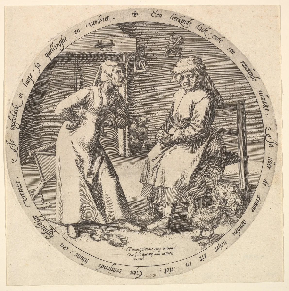 The Scolding Woman and the Cackling Hen by Pieter Bruegel, print, 1563-1573