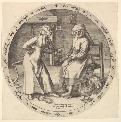 The Scolding Woman and the Cackling Hen by Pieter Bruegel, print, 1563-1573