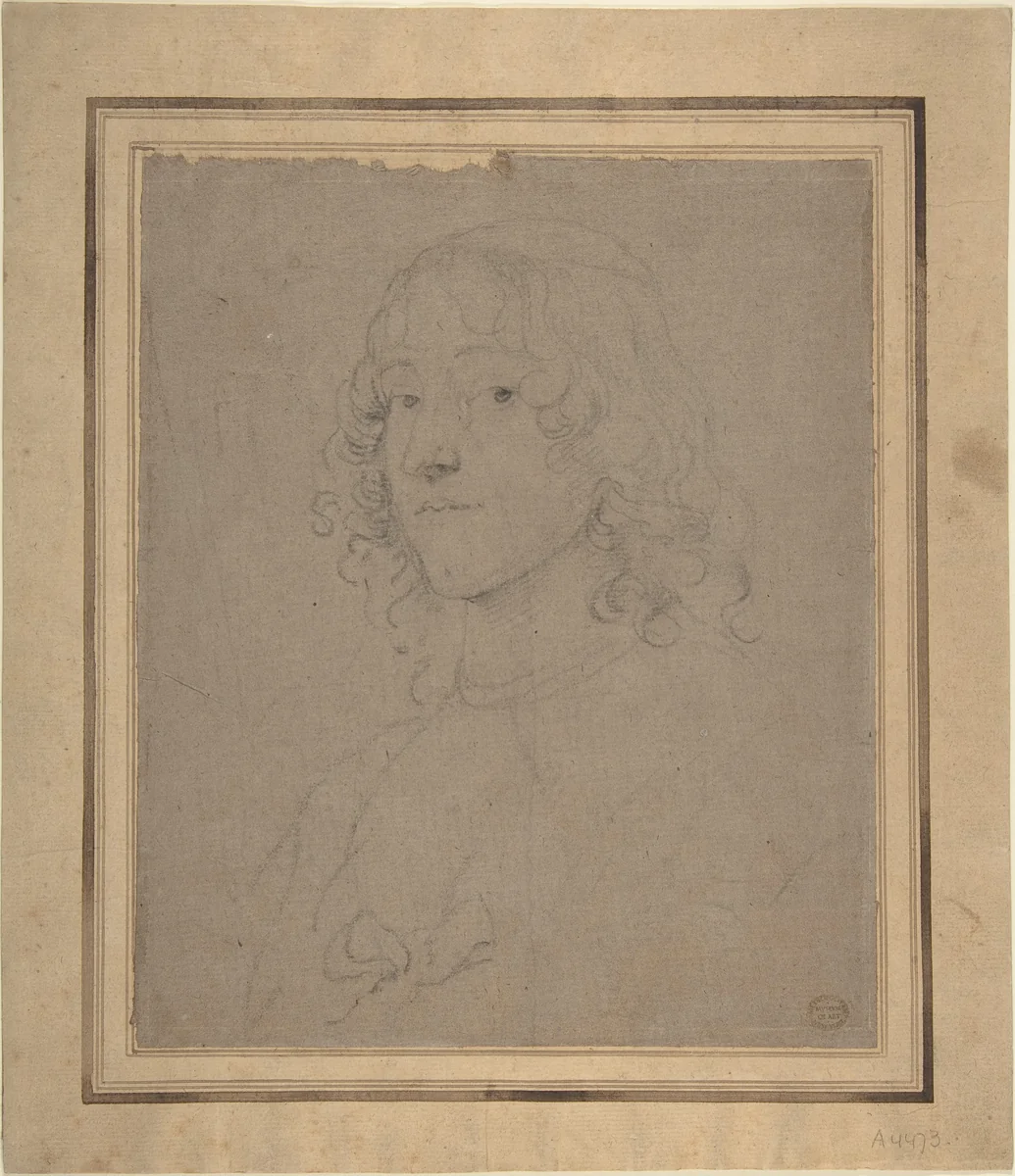 Portrait Study by Anthony van Dyck, drawing, 1635-1641
