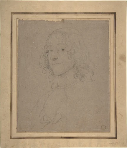 Portrait Study by Anthony van Dyck, drawing, 1635-1641