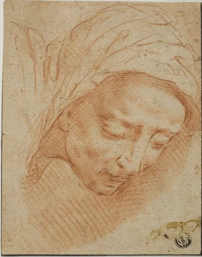 Woman's Head by Bernardino Poccetti, drawing, 1568-1612