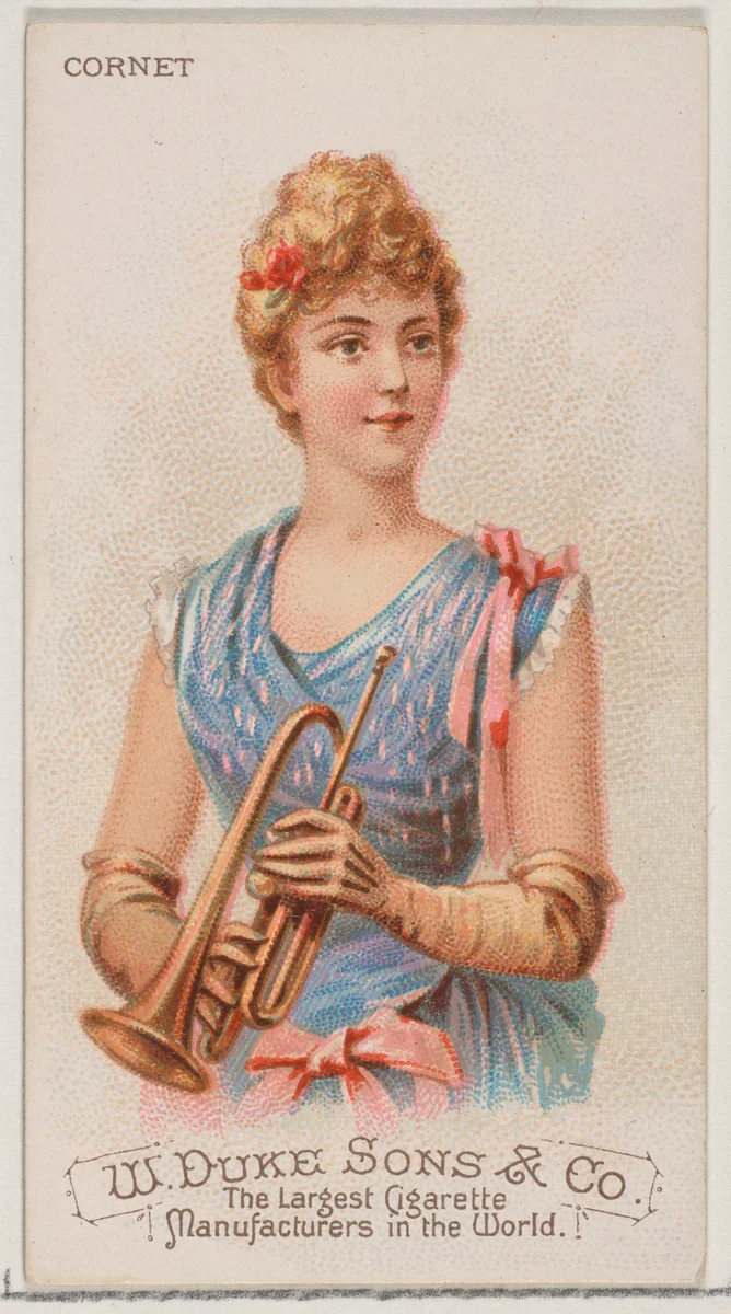Cornet, from the Musical Instruments series (N82) for Duke brand cigarettes by W. Duke, Sons & Co., print, 1888