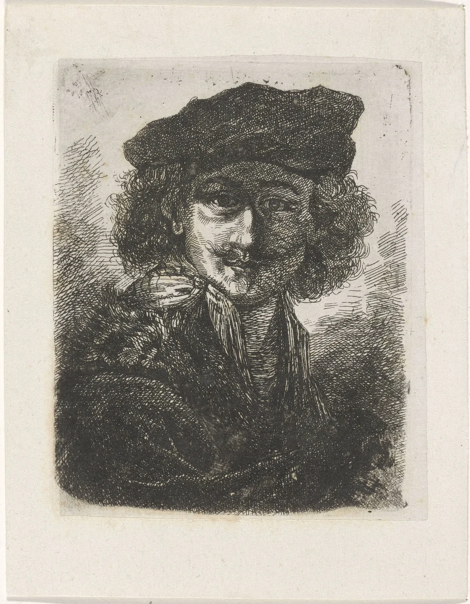 Portret van Rembrandt Harmensz. van Rijn by Cornelis Justinus Geisweit van der Netten, print, 1851-1875