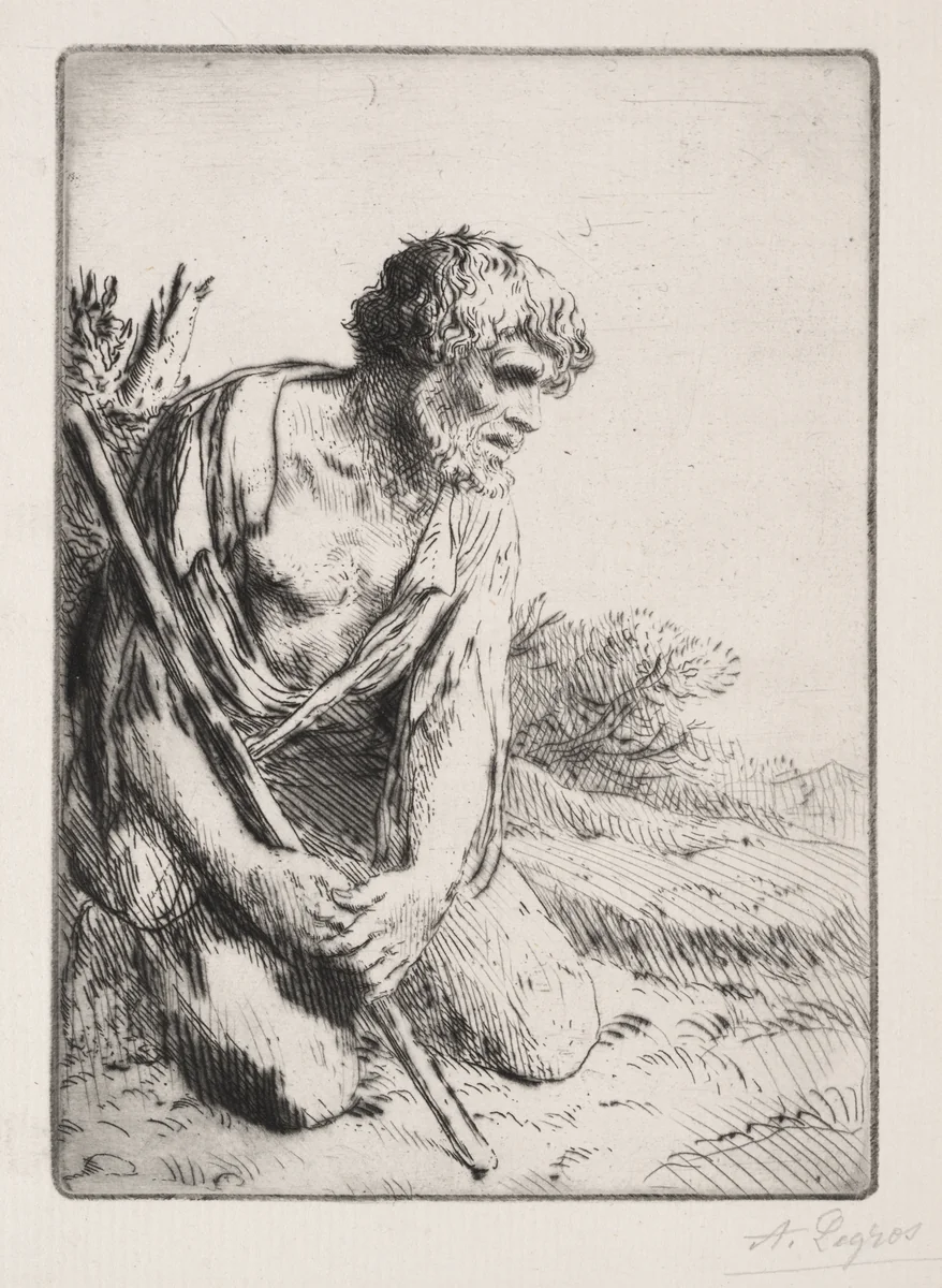 The Prodigal Son (3rd Plate) by Alphonse Legros, print, 1857-1911
