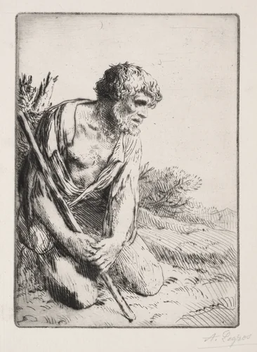 The Prodigal Son (3rd Plate) by Alphonse Legros, print, 1857-1911