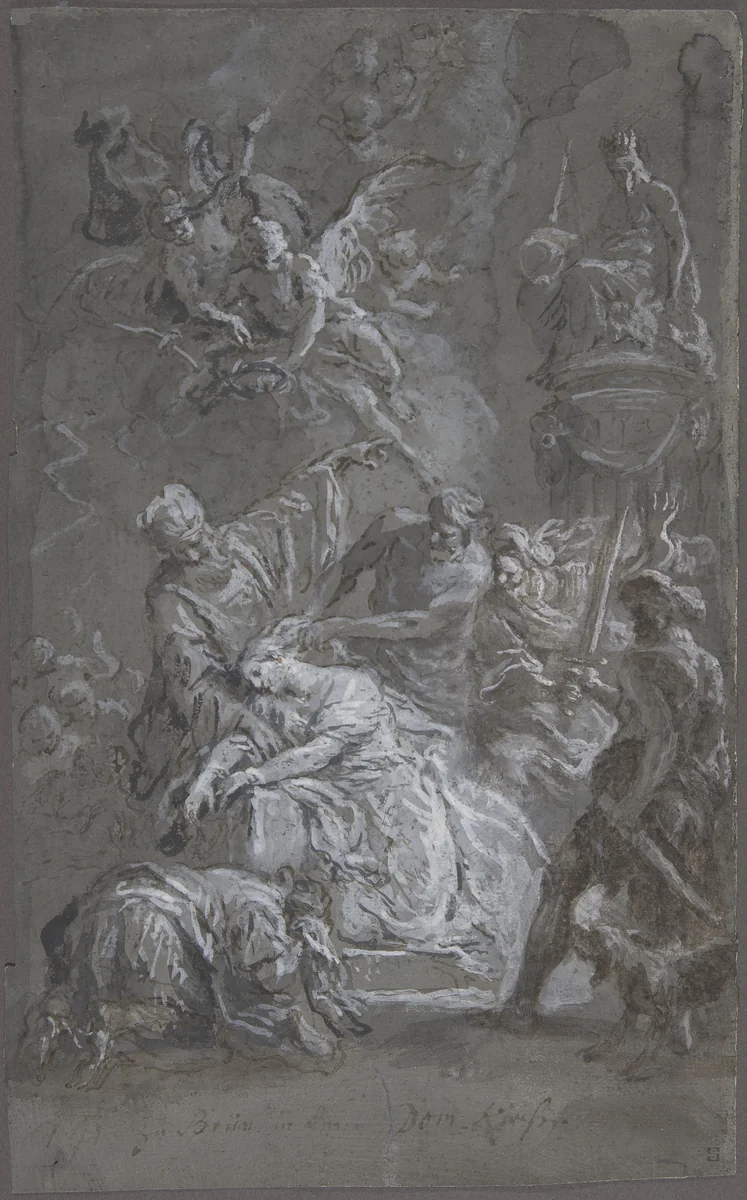 The Martyrdom of Saint Barbara by Martin Johann Schmidt, drawing, 1725-1801