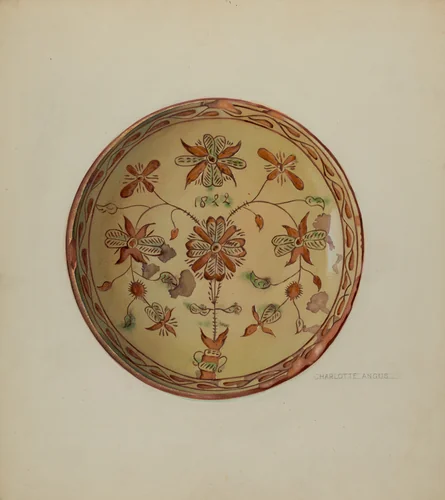 Pa. German Plate by Charlotte Angus, index of american design, 1936