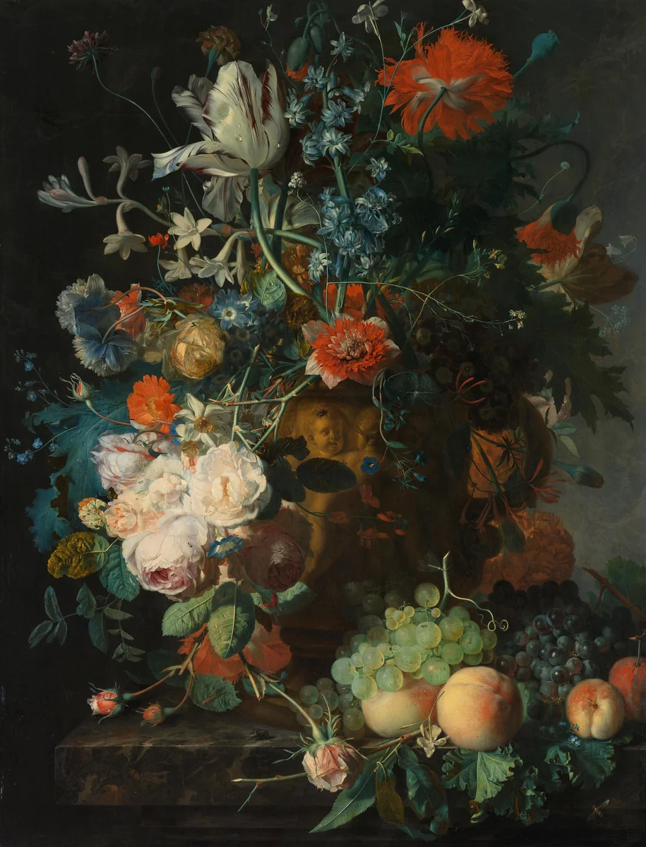Still Life with Flowers and Fruit by Jan van Huysum, painting, 1721