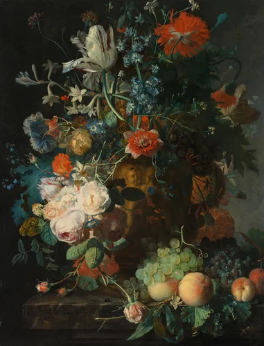 Still Life with Flowers and Fruit by Jan van Huysum, painting, 1721