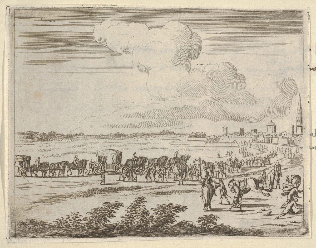 Francesco I d'Este Quickly Makes Himself Available at the Request of Pope Urban VIII, from "L'Idea di un Principe ed Eroe Cristiano in Francesco I d'Este, di Modena e Reggio Duca VIII [...]" by Bartolomeo Fenice, print, 1659