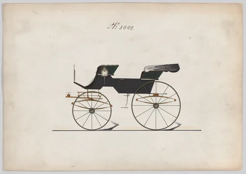 Design for 2 seat Phaeton, no. 3009 by Brewster & Co., drawing, 1874
