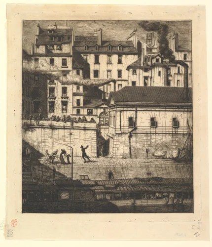 The Mortuary, Paris (La Morgue) by Charles Meryon, print, 1854