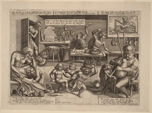 The Dissolute Household by Pieter Balten; Hieronymus Cock, print, 1520-1598