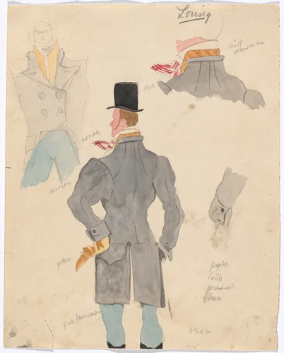 Costume design for the ballet Promenade by Forrest Thayer, drawing, 1936