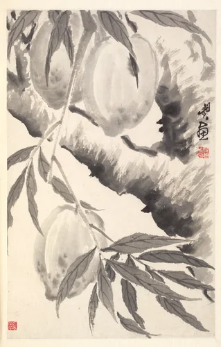 Peaches by Min Zhen, painting, 1788