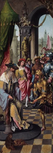 King David Receiving the Cistern Water of Bethlehem by Master of the Antwerp Adoration Group, painting, 1505-1525