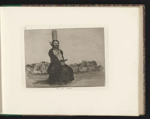 Priester met kruis in de handen gekneveld aan een paal by Francisco de Goya, book, 1810-1820