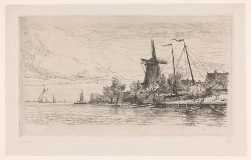 Scheepswerf in Papendrecht by Carel Nicolaas Storm van 's-Gravesande, print, 1880