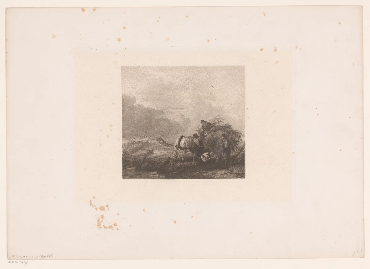 Oogst van het koren by William Unger, print, 1847-1889