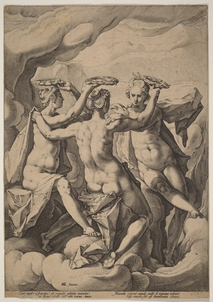 The Three Graces by Jacob Matham, print, 1588