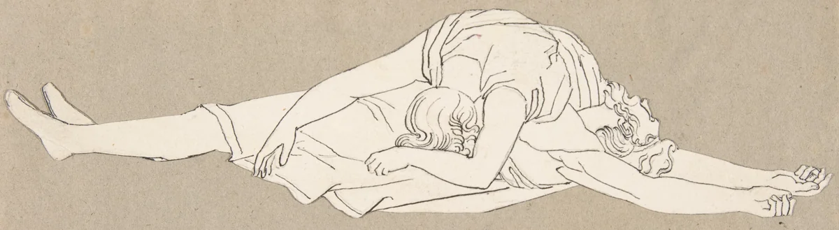 Design for large fireplace white tiles produced by Wedgwood's factory by John Flaxman, drawing, 1800-1899