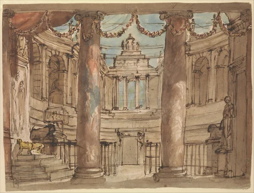 Design for a Stage Set by Giuseppe Barberi, drawing, 1770-1780