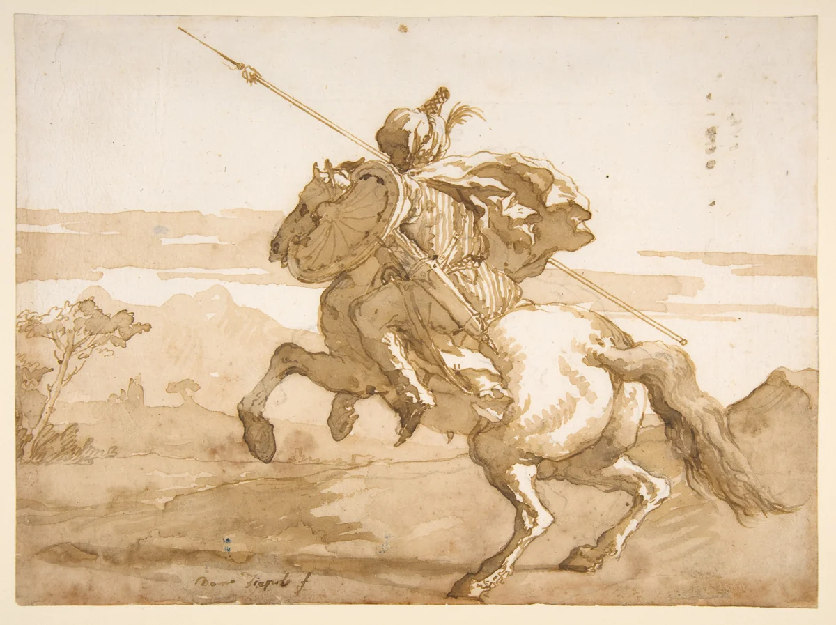 An Oriental Horseman by Giovanni Domenico Tiepolo, drawing, 1727-1804