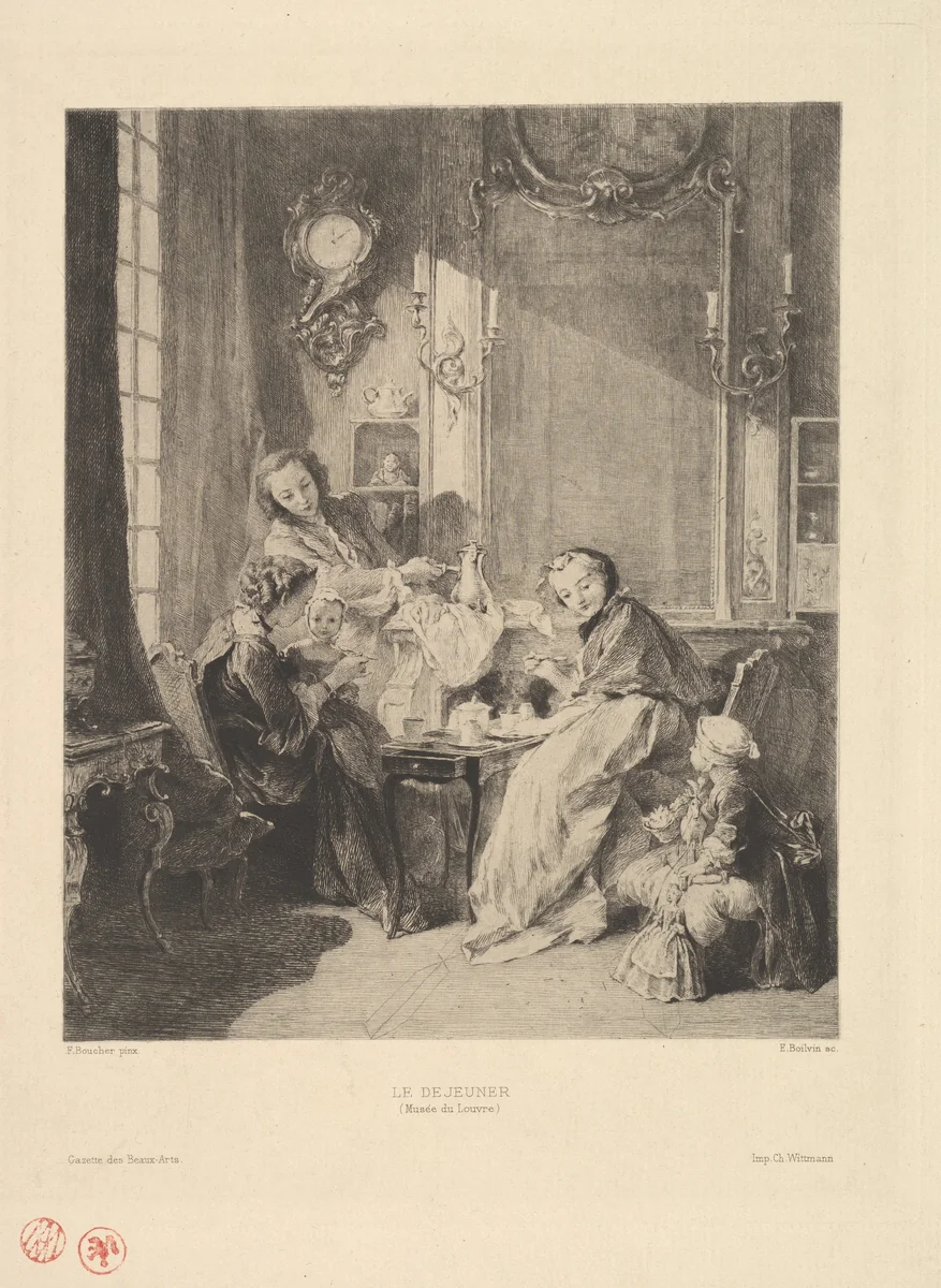 Breakfast, from "Gazette des Beaux-Arts" by Emile Boilvin, print, 1897