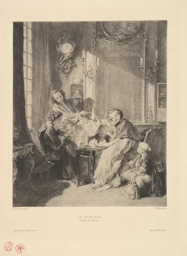 Breakfast, from "Gazette des Beaux-Arts" by Emile Boilvin, print, 1897
