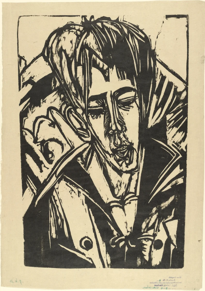Head of Hardt's Son (Kopf Sohn Hardt) by Ernst Ludwig Kirchner, print, 1915