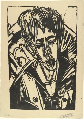 Head of Hardt's Son (Kopf Sohn Hardt) by Ernst Ludwig Kirchner, print, 1915