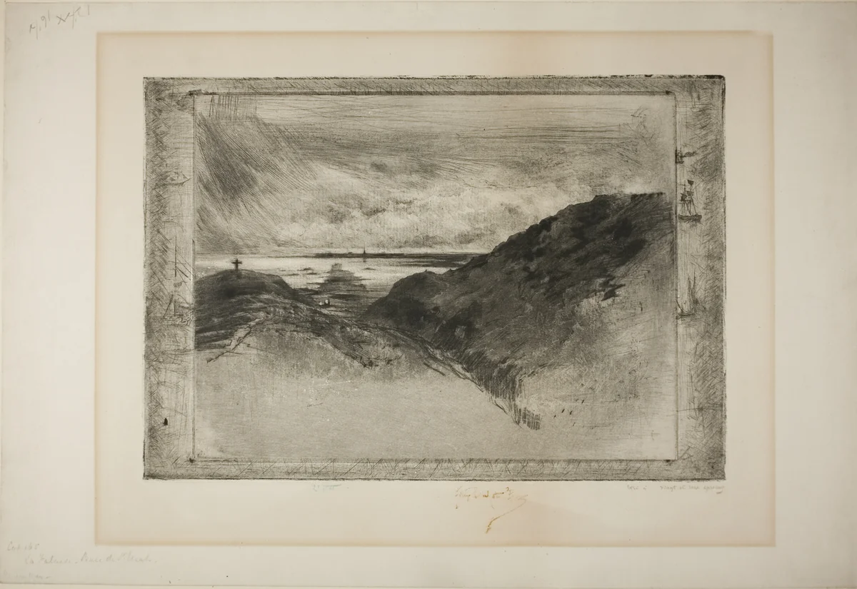 The Cliff, Bay of St. Malmo by Félix Hilaire Buhot, print, 1889-1890