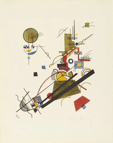 Joyous Ascent (Fröhlicher Aufstieg) from Masters' Portfolio of the Staatliches Bauhaus (Meistermappe des Staatlichen Bauhauses) by Wassily Kandinsky, print, 1923
