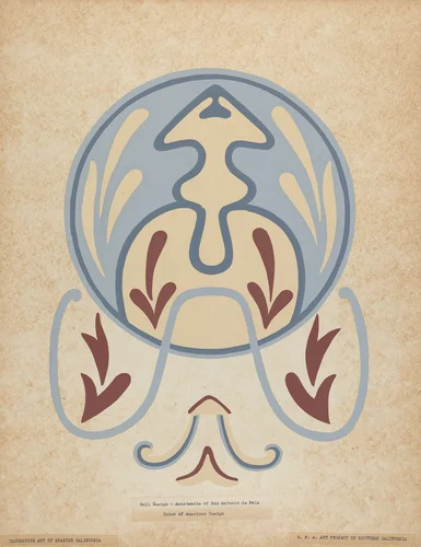 Asistencia of San Antonio de Pala Wall Design from the portfolio of "Decorative Art of Spanish California" by American 20th Century, index of american design, 1935-1942