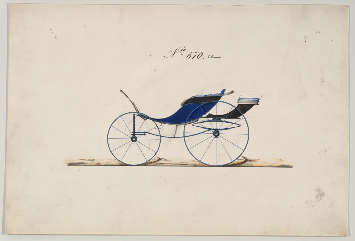 Pony Phaetonn #670a by Brewster & Co., drawing, 1850-1870